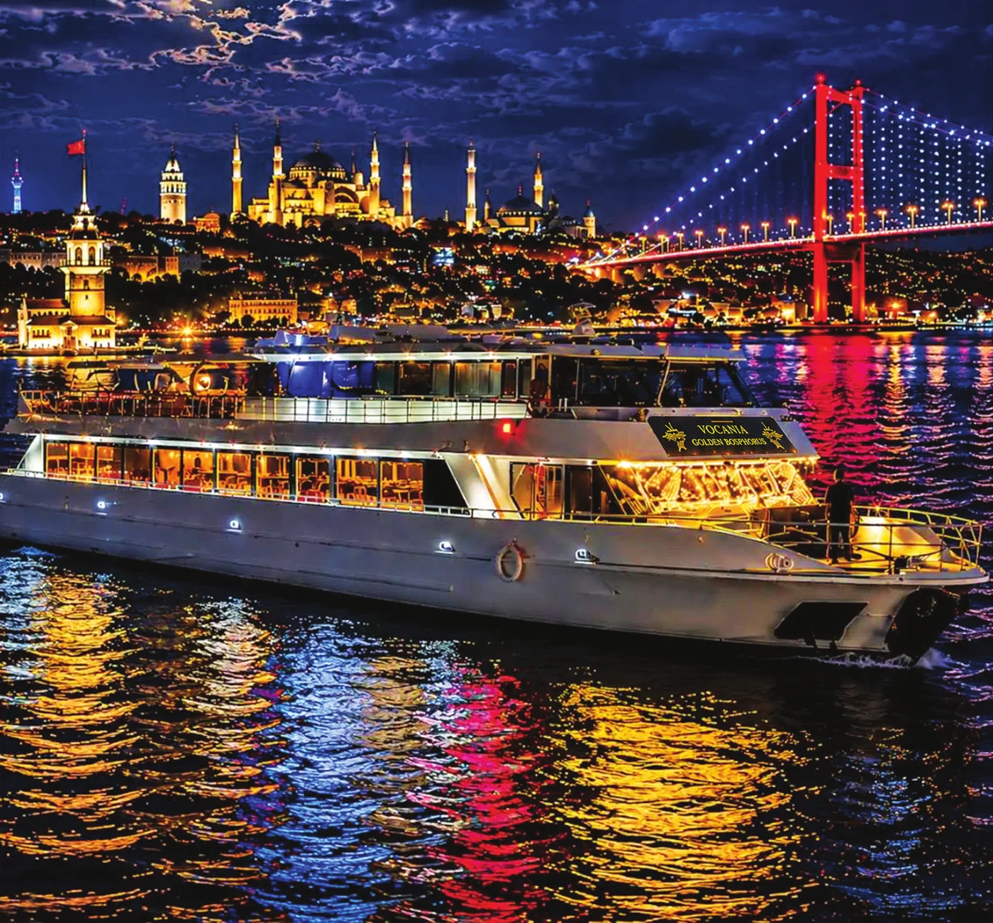 Boat promotional image supplied in the dinner-cruise operator brochure